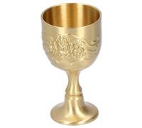 LetCart Vintage Brass Cup Royal Chalice Embossed Rose Milk Tea Wine Whiskey Small Goblet Party Supplies Christmas Gifts (S)