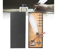 LetCart Vintage Quill Pen Set Retro Metal Tube Stainless Steel Nibs Dip Ink Writing Feather Pen for Calligraphy Practice Student Gift Stationery Box White Black Dark Green Brown Red (White)