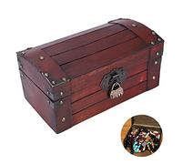 LetCart Vintage Wooden Storage Box Hand Made Retro Jewelry Craft Collection Case Exquisite Antique Style Strong Material for Home Decor Gift 30 x 15 x 15cm (Cerradura de combinación pequeña)