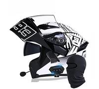 Letetexi Casco de Motocicleta con Bluetooth Integrado Certificado ECE/Dot Modular Bluetooth Integrado Casco de Moto intercomunicador FM MP3 Casco Anticolisión para Hombres y Mujeres 55~65cm