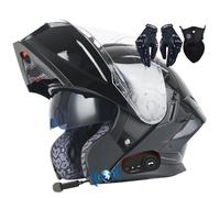 Letetexi Casco Moto Modular con Bluetooth Integrado, ECE Homologado Casco Integrales Flip Up Moto Jet Scooter para Mujer Hombre Adultos Antivaho Doble Visera Casco Moto 57~64cm