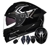 Letetexi Cascos Moto Integral ECE Aprobado Casco Moto Hombre Modular Doble Visera Anti Vaho Casco Moto Integrales pour Mujeres Casco Motocicleta Scooter cómodo Navidad 55~64cm