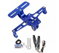 Letgoing Soporte de matrícula para Motocicletas con iluminación LED giratoria Izquierda y Derecha. Soporte de matrícula Ajustable de Aluminio para la mayoría de los Modelos de Motocicletas (Azul)