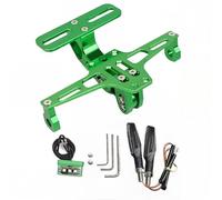 Letgoing Soporte de matrícula para Motocicletas con iluminación LED giratoria Izquierda y Derecha. Soporte de matrícula Ajustable de Aluminio para la mayoría de los Modelos de Motocicletas (Verde)