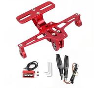 Letgoing Soporte de matrícula para Motocicletas con iluminación LED giratoria Izquierda y Derecha. Soporte de matrícula Ajustable de Aluminio para la mayoría de los Modelos de Motocicletas (Rojo)