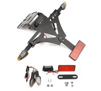 Letgoing - Soporte de matrícula universal para moto, con iluminación LED y intermitente, ángulo ajustable, aluminio, apto para CB650R/CBR650R, YZF R1, R3, R6, R25 MT-07 (con intermitente)