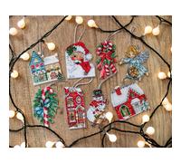 Letistitch Juego de punto de cruz "Christmas Toy Kit No. 2, Set de 8" Patrones d