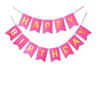 Letjolt Cartel de feliz cumpleaños con texto "Pure Roseo", banderines dorados brillantes para decoración de fiesta de cumpleaños de niñas, 13 piezas