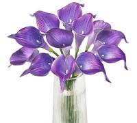 Letjolt Ramo de Flores Artificiales de Lirio de Cala Falsas, Lirios de Cala Artificiales para decoración del hogar, Cocina, Boda, Fiesta, Color Morado