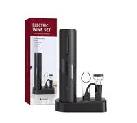 LETJUM Sacacorchos Eléctrico Para vino, Abridor Botellas de Vino USB Recargable 5 en 1 Juego, Abrebotellas Automático con Base, Cortador de Papel de Aluminio, Vertedor de vino y Tapón de Vino al Vacío