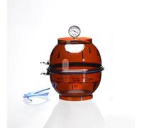 LeTkingok Desecador de Vacío de Plástico Marrón, Recipiente para Almacenamiento de Muestras con Válvulas Dobles y Manómetro de Vacío de Presión Negativa