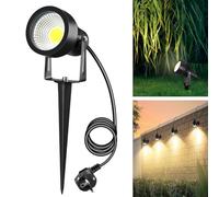 Letlit 7W 700LM Iluminación de Jardín con Potencia & Punta de Tierra, Lámparas de Jardín LED Grandes Super Brillantes, 3000K IP65 Foco para Pared Exterior Terraza Árbol Caminos, 1 Pieza