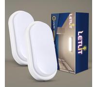 Letlit Aplique Pared Interior 2 Pack, 12W 1200LM Plafon LED Ovalada, 4000K Lampara Techo Baño, IP54 Lampara Exterior Pared, Luz Techo Blanco para Escaleras Pasillo Aseo Garage Cocina Sotano Balcon