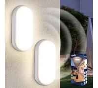 Letlit Luz LED con Sensor de Movimiento, 18W 1800LM Plafon con Sensor Crepuscular, 4000K Aplique Pared Interior, IP54 Lampara Techo Baño para Exterior Escaleras Pasillo Garage Sotano Balcon, 2 Pack