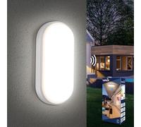 Letlit Luz LED con Sensor de Movimiento, 18W 1800LM Plafon con Sensor Crepuscular, 4000K Aplique Pared Interior, IP54 Lampara Techo Baño para Exterior Escaleras Pasillo Garage Sotano Balcon, 1 Pack