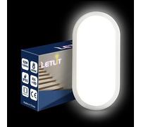 Letlit Plafon LED Ovalada, 12W 1200LM Aplique Pared Interior, 4000K Lampara Techo Baño, IP54 Lampara Exterior Pared, Luz Techo Blanco para Escaleras Pasillo Aseo Garage Cocina Sotano Balcon, 1 Pack