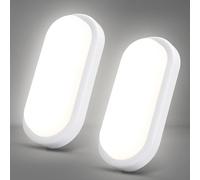 Letlit Plafon LED Ovalada, 18W 1800LM Aplique Pared Interior, 4000K Lampara Techo Baño, IP54 Lampara Exterior Pared, Luz Techo Blanco para Escaleras Pasillo Aseo Garage Cocina Sotano Balcon, 2 Pack