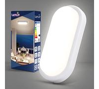 Letlit Plafon LED Ovalada 18W, 1800LM Aplique Pared Interior, 4000K Lampara Techo Baño, IP65 Lampara Exterior Pared, Luz Techo Blanco para Escaleras Pasillo Aseo Garage Cocina Sotano Balcon, 1 Pack