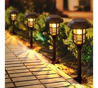 LETMY Luces solares para caminos al aire libre, paquete de 8 luces solares brillantes para exteriores, IP65, impermeables, encendido/apagado automático, luces solares de jardín, iluminación de paisaje