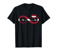 Letonia Corazón Bandera Letona Latido EKG Pulso Infinito Camiseta