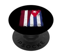 Letonia Cuba Media Bandera Letona Herencia Cubana PopSockets PopGrip Adhesivo