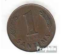 Letonia km-No.. : 10 1938 Muy ya Bronce Muy ya 1938 1 Santims Escudo de Armas (Monedas para los coleccionistas)