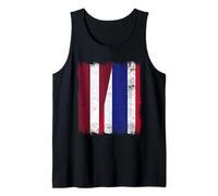 Letonia Tailandia Media Bandera Letón Tailandés Raíces Camiseta sin Mangas