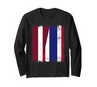 Letonia Tailandia Media Bandera Letón Tailandés Raíces Manga Larga