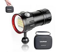 LetonPower B15 Linterna de buceo, 8000Lumens Super Bright Underwater 80m Video Light, Scuba Dive Light, High Frequency use for Outdoor Under Water Sports