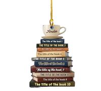 Letra 2D Plana Libro decoración de Navidad, árbol de Haya, de Libro pequeño, Regalo Nerd, decoración de árbol de Navidad para Interior y Exterior -Decoración de árbol de Navidad