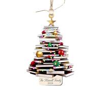 Letra 2D Plana Libro decoración de Navidad, árbol de Haya, de Libro pequeño, Regalo Nerd, decoración de árbol de Navidad para Interior y Exterior -Decoración de árbol de Navidad