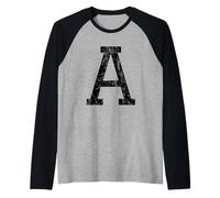 Letra A Alfabeto Capital Escuela Inicial Colegio Universitario Universitario Camiseta Manga Raglan