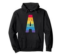 Letra A Alfabeto mayúscula Monograma Inicial Arco Iris Sudadera con Capucha