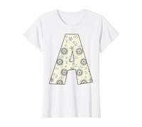 Letra A Celestial Alfabeto Inicial Diseño Monograma Camiseta gráfica económica, Mujer, Blanco, XS
