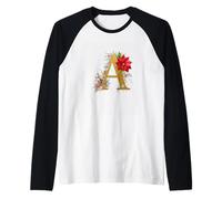 Letra A Decoración de Pascua de Navidad Camiseta Manga Raglan