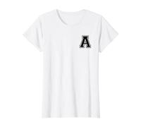 Letra A Estilo Universitario Cool Camiseta gráfica económica, Mujer, Blanco, XS