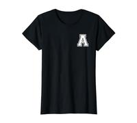 Letra A Estilo Universitario Cool Camiseta gráfica económica, Mujer, Negro, XS