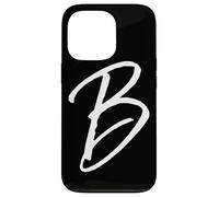 Letra B Funda de teléfono Negro Caligrafía Monograma Inicial B Carcasa para iPhone 13 Pro