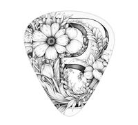Letra B hecha de flores Púas de guitarra en tamaños finos, medianos y gruesos, juego de 12 piezas, adecuado para guitarra eléctrica y varios instrumentos