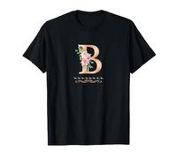 Letra "B" para mujer con inicial, acuarela, rosa polvoriento, flor rosa Camiseta