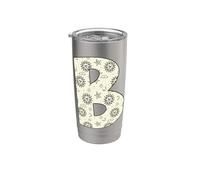 Letra celestial B sol luna alfabeto vintage Vaso térmico de acero inoxidable de doble pared