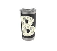 Letra celestial B sol luna alfabeto vintage Vaso térmico de acero inoxidable de doble pared