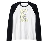 Letra Celestial E Sol Luna Alfabeto Vintage Camiseta Manga Raglan