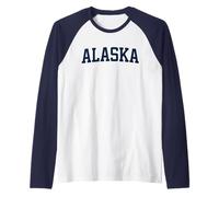 Letra de Bloque universitaria de Estilo Universitario de Alaska Camiseta Manga Raglan