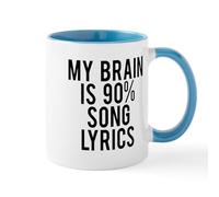 Letra De La Canción Mi Cerebro Es 90%" Taza De Café Cerámica Taza Con Asa Tazas 330Ml Para Té Leche Oficina
