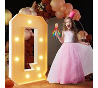 Letra de marquesina iluminada con luz cálida, luces LED grandes del alfabeto, control remoto, decoración romántica para boda, San Valentín, cumpleaños, 100 cm, Q