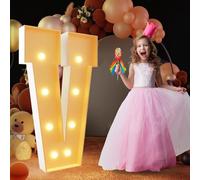 Letra de marquesina iluminada con luz cálida, luces LED grandes del alfabeto, control remoto, decoración romántica de letras para boda, San Valentín, cumpleaños, 120 cm, V