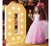 Letra de marquesina iluminada con luz cálida, luces LED grandes del alfabeto, control remoto, decoración romántica para boda, San Valentín, cumpleaños, 100 cm, O