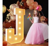 Letra de marquesina iluminada con luz cálida, luces LED grandes del alfabeto, control remoto, decoración romántica para boda, San Valentín, cumpleaños, 100 cm, J