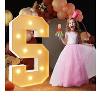 Letra de marquesina iluminada con luz cálida, luces LED grandes del alfabeto, control remoto, decoración romántica para boda, San Valentín, cumpleaños, 70 cm, S